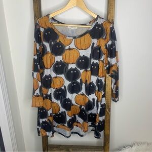 Clover + Pine Halloween Pumpkin and Cat Tunic Top